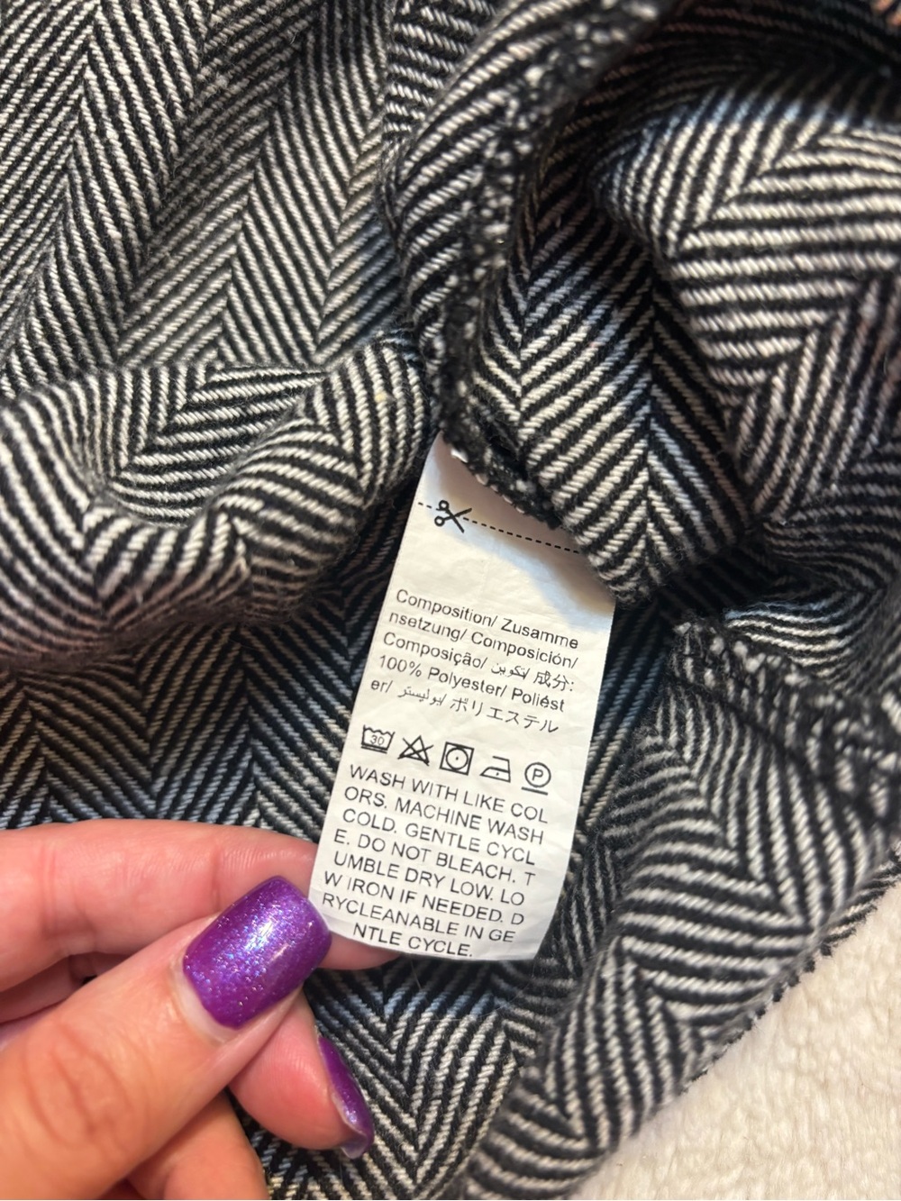 Herringbone Blazer Large SHEIN Black & White Tweed Zip-Front Flap Detail Jacket - Picture 13 of 16